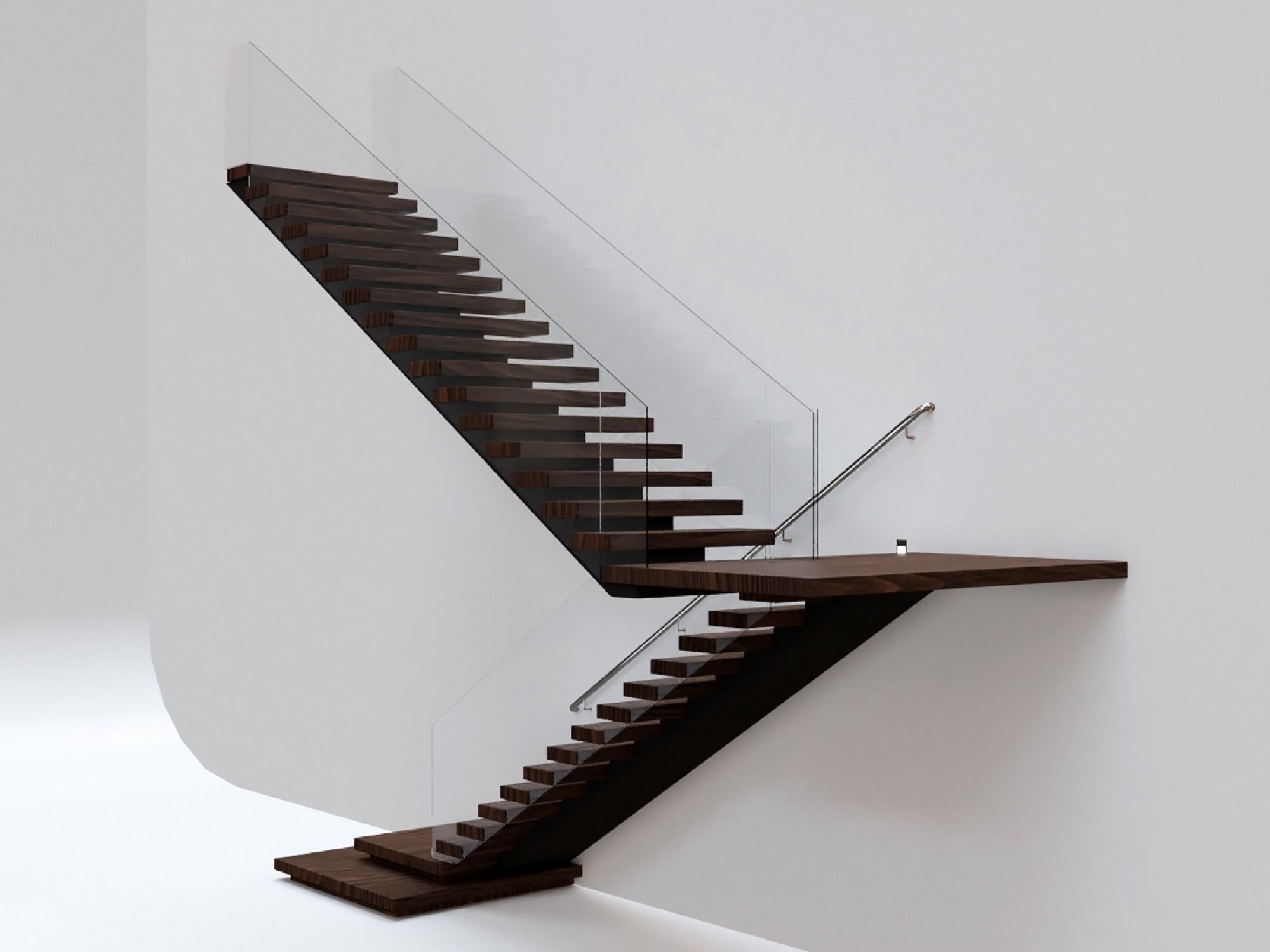 Stairs Set 03 - 2 floor Stairs with 3 diferent designs Low-poly 3D model_11