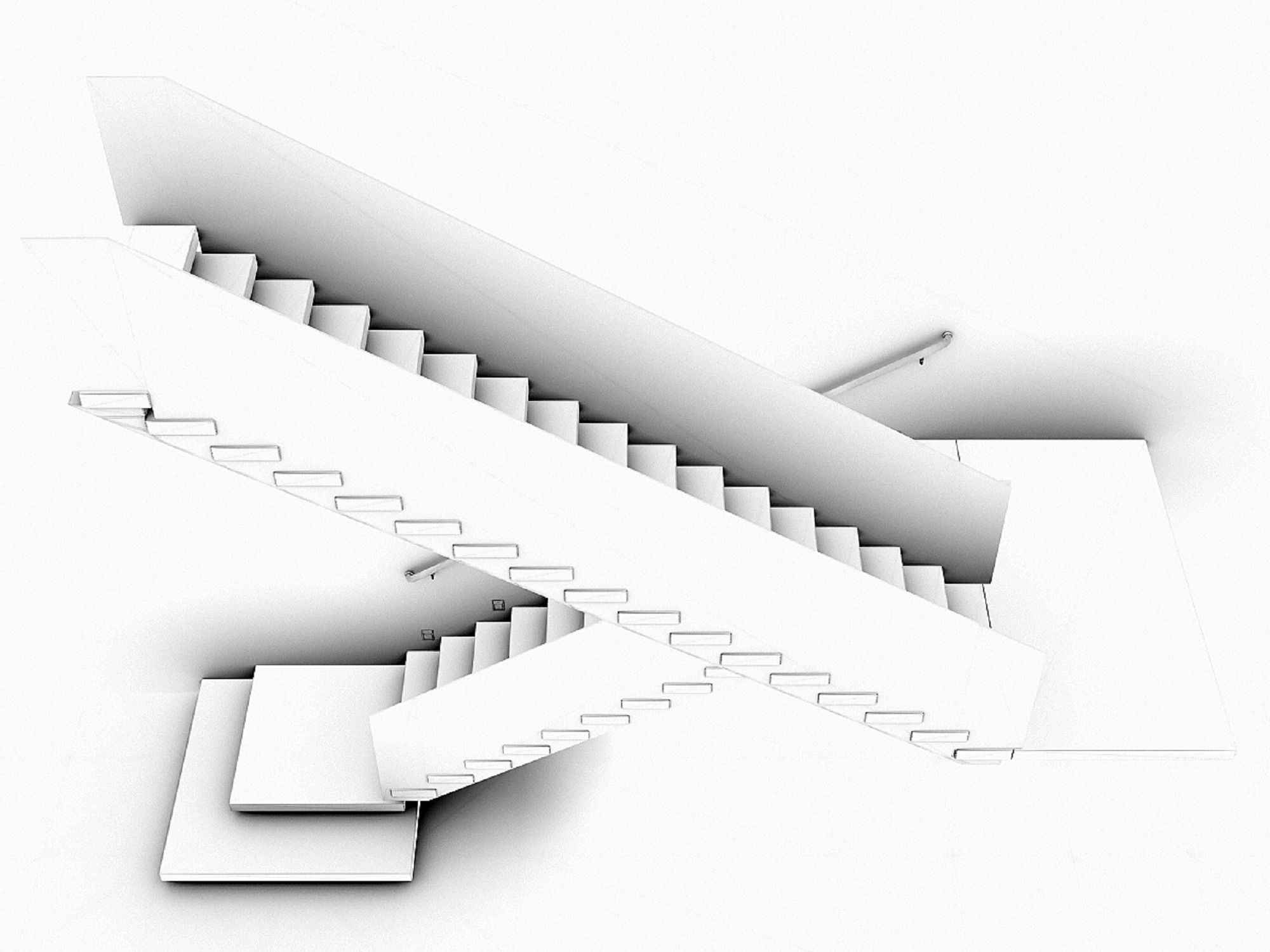 Stairs Set 03 - 2 floor Stairs with 3 diferent designs Low-poly 3D model_18