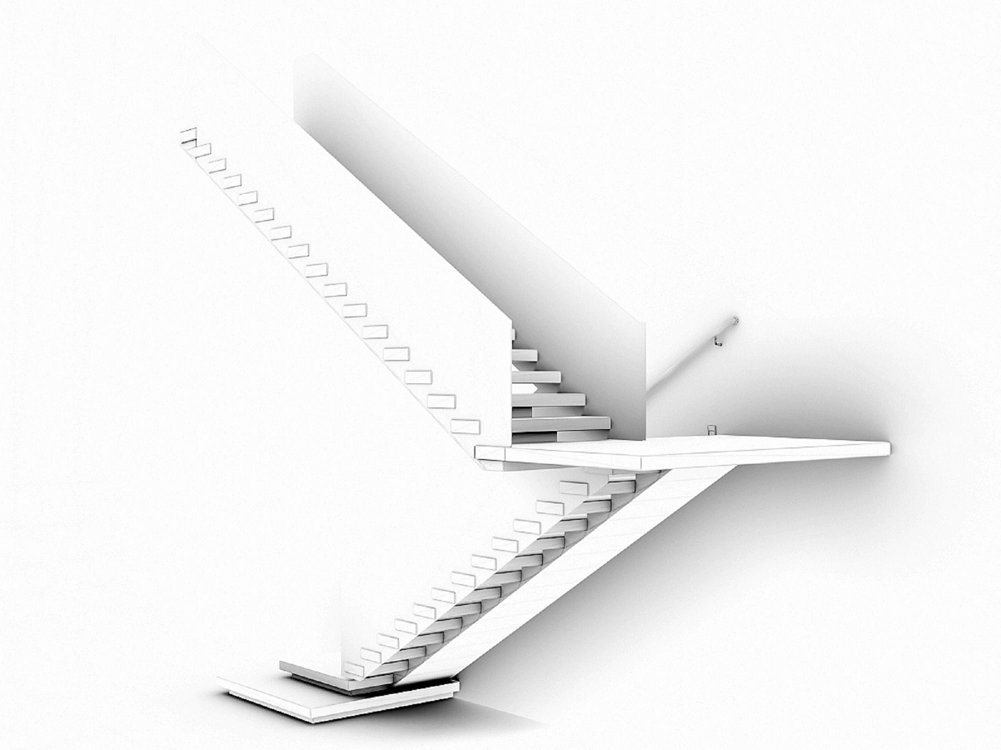 Stairs Set 03 - 2 floor Stairs with 3 diferent designs Low-poly 3D model_19