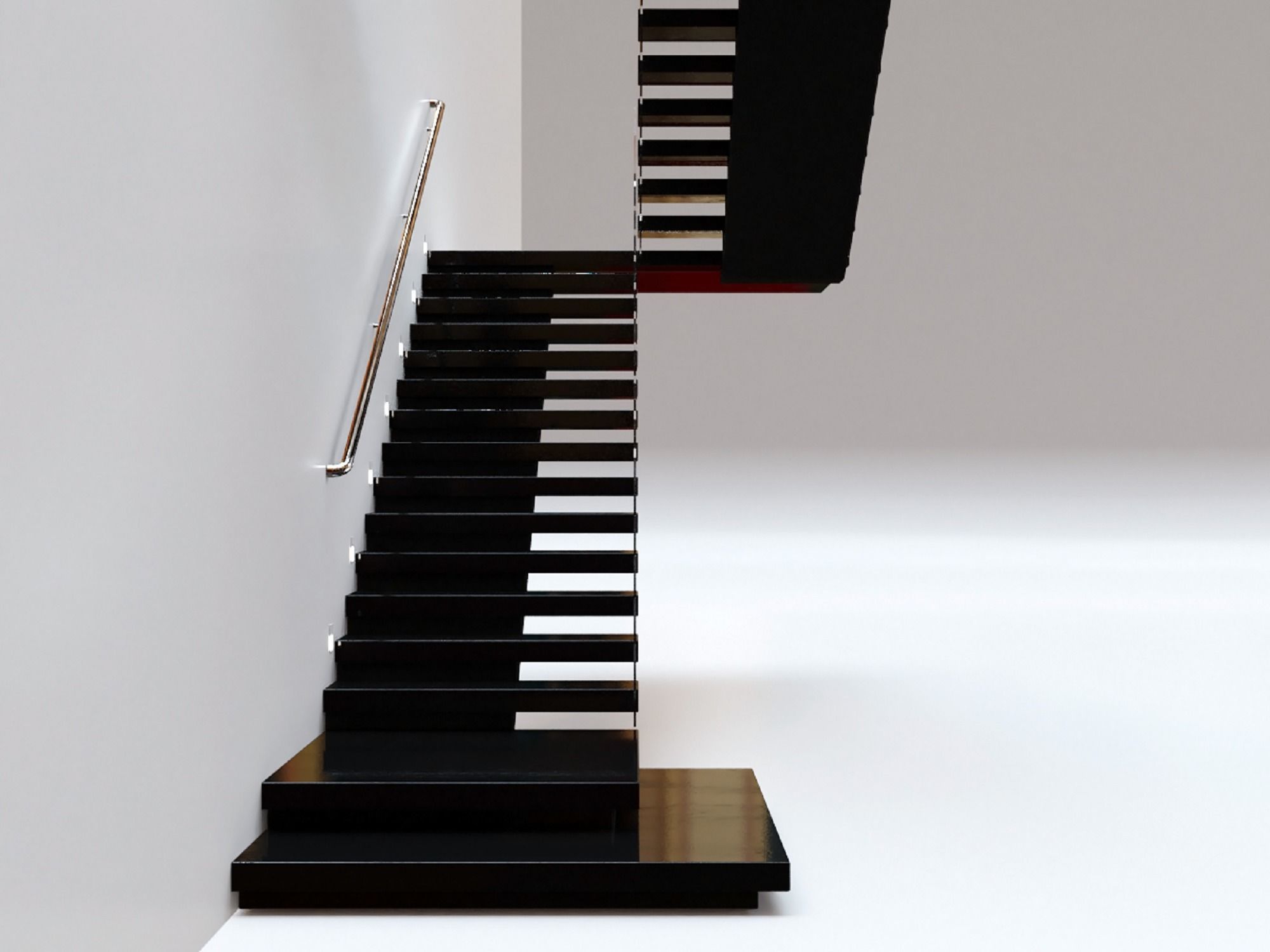 Stairs Set 03 - 2 floor Stairs with 3 diferent designs Low-poly 3D model_13