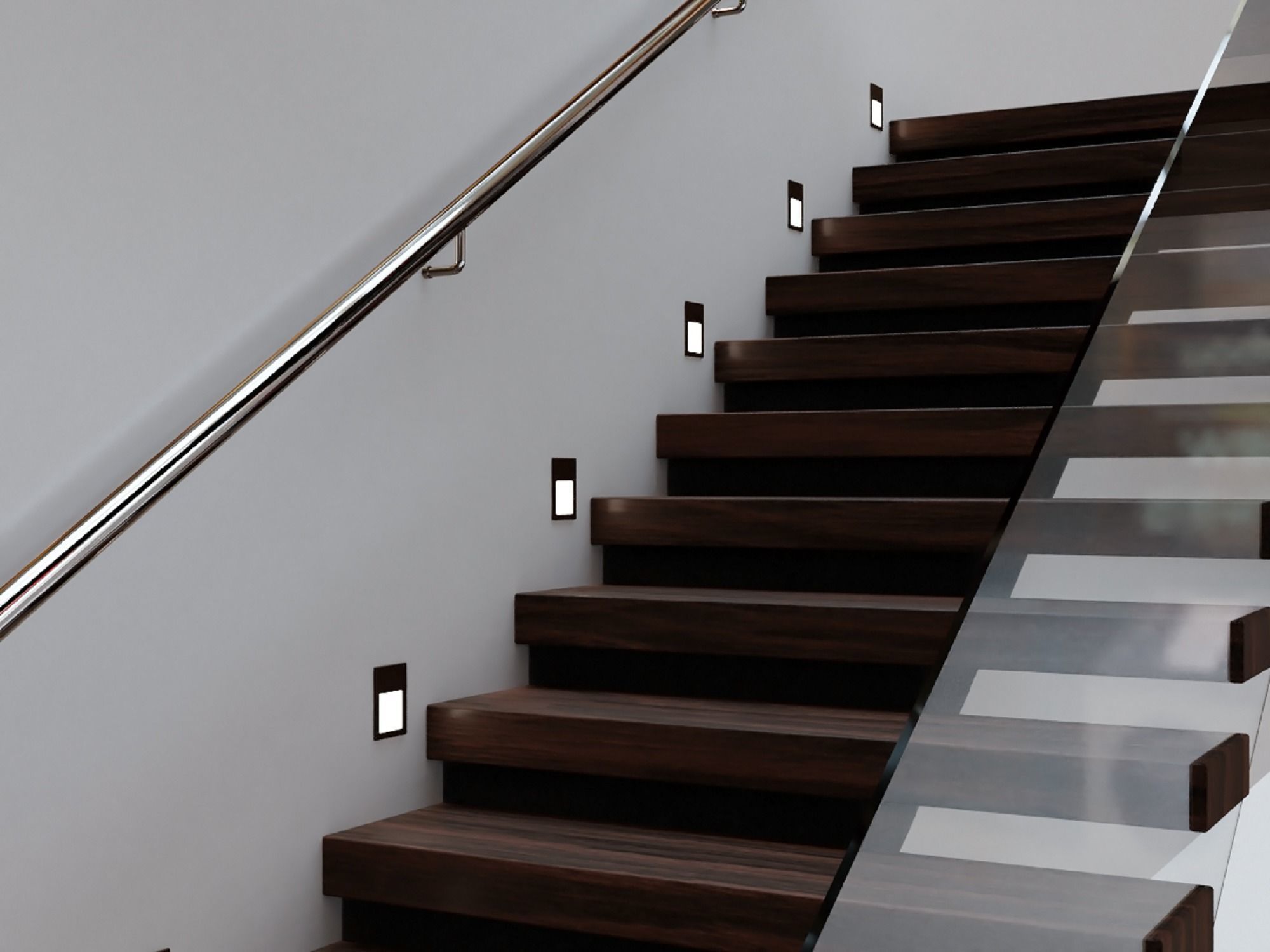 Stairs Set 03 - 2 floor Stairs with 3 diferent designs Low-poly 3D model_3