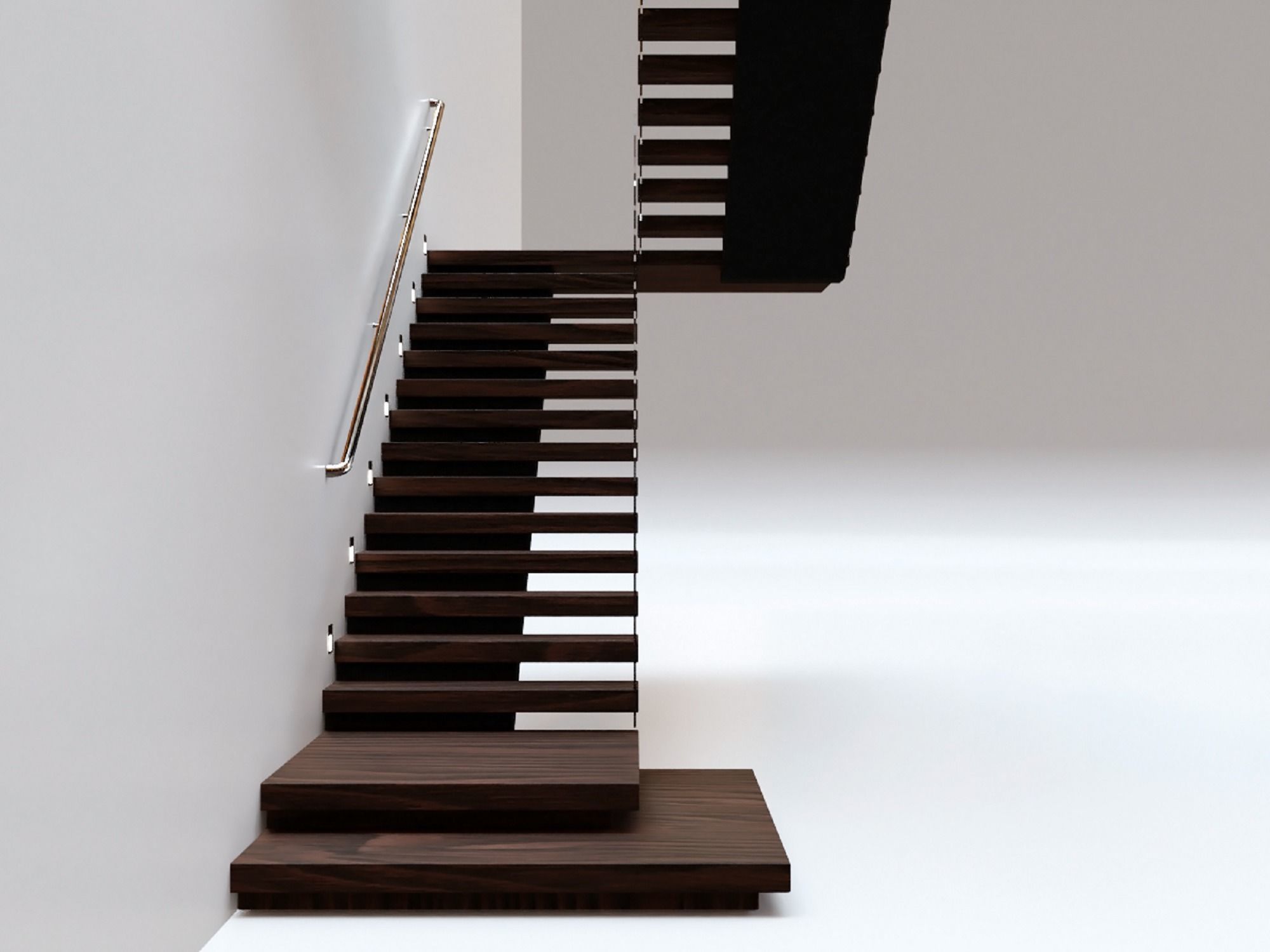 Stairs Set 03 - 2 floor Stairs with 3 diferent designs Low-poly 3D model_10