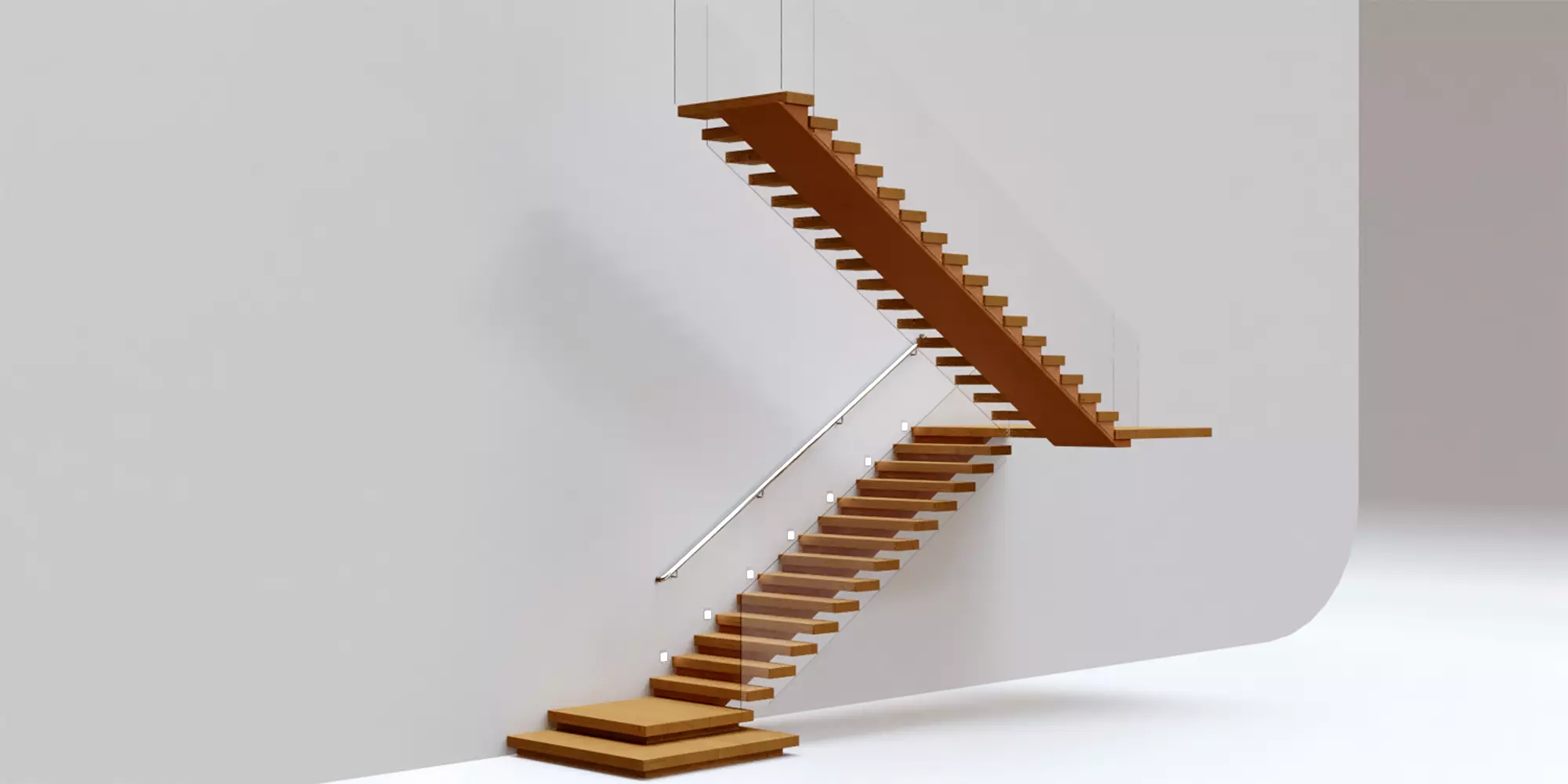 Stairs Set 03 - 2 floor Stairs with 3 diferent designs Low-poly 3D model_0