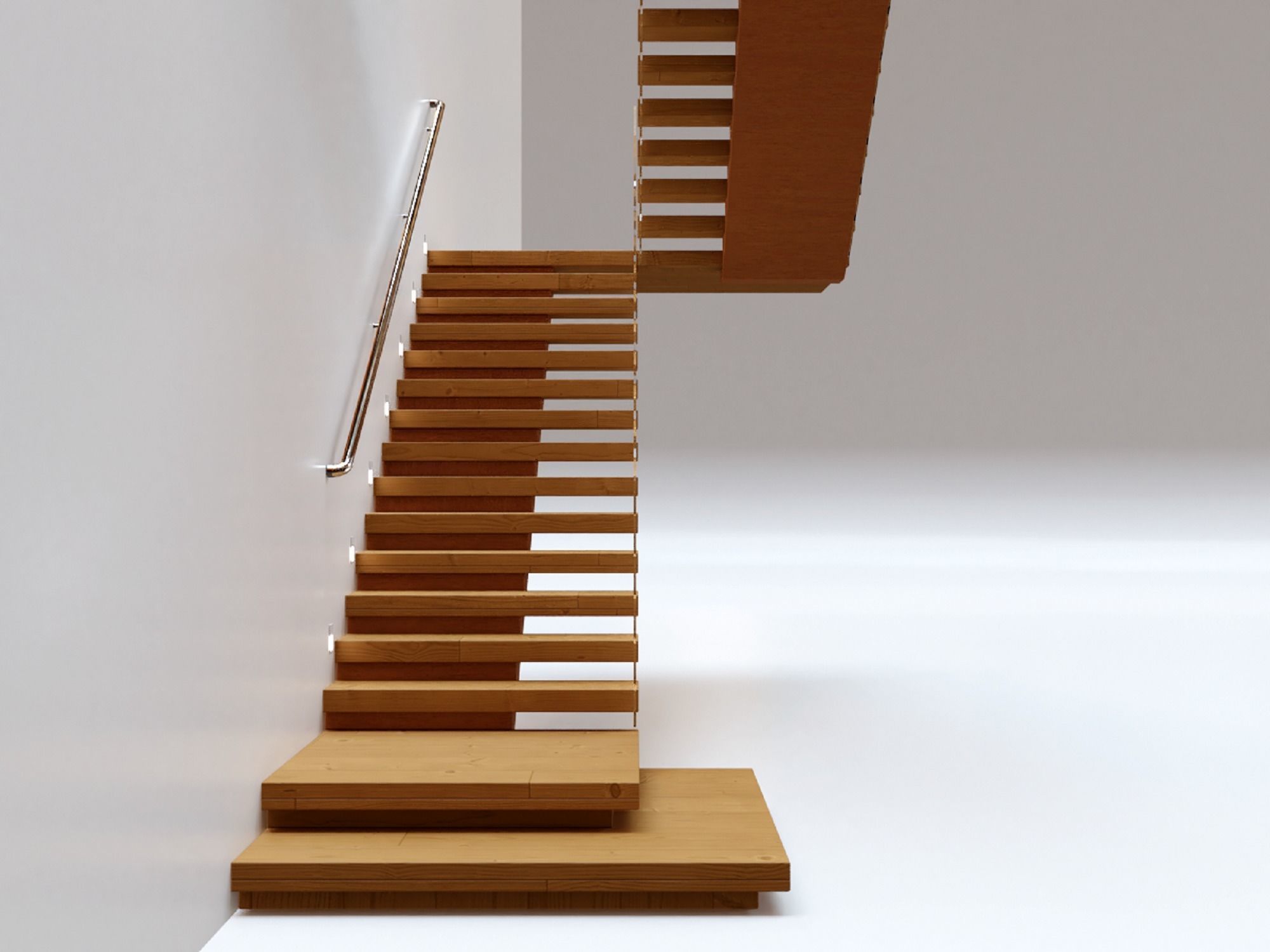 Stairs Set 03 - 2 floor Stairs with 3 diferent designs Low-poly 3D model_7