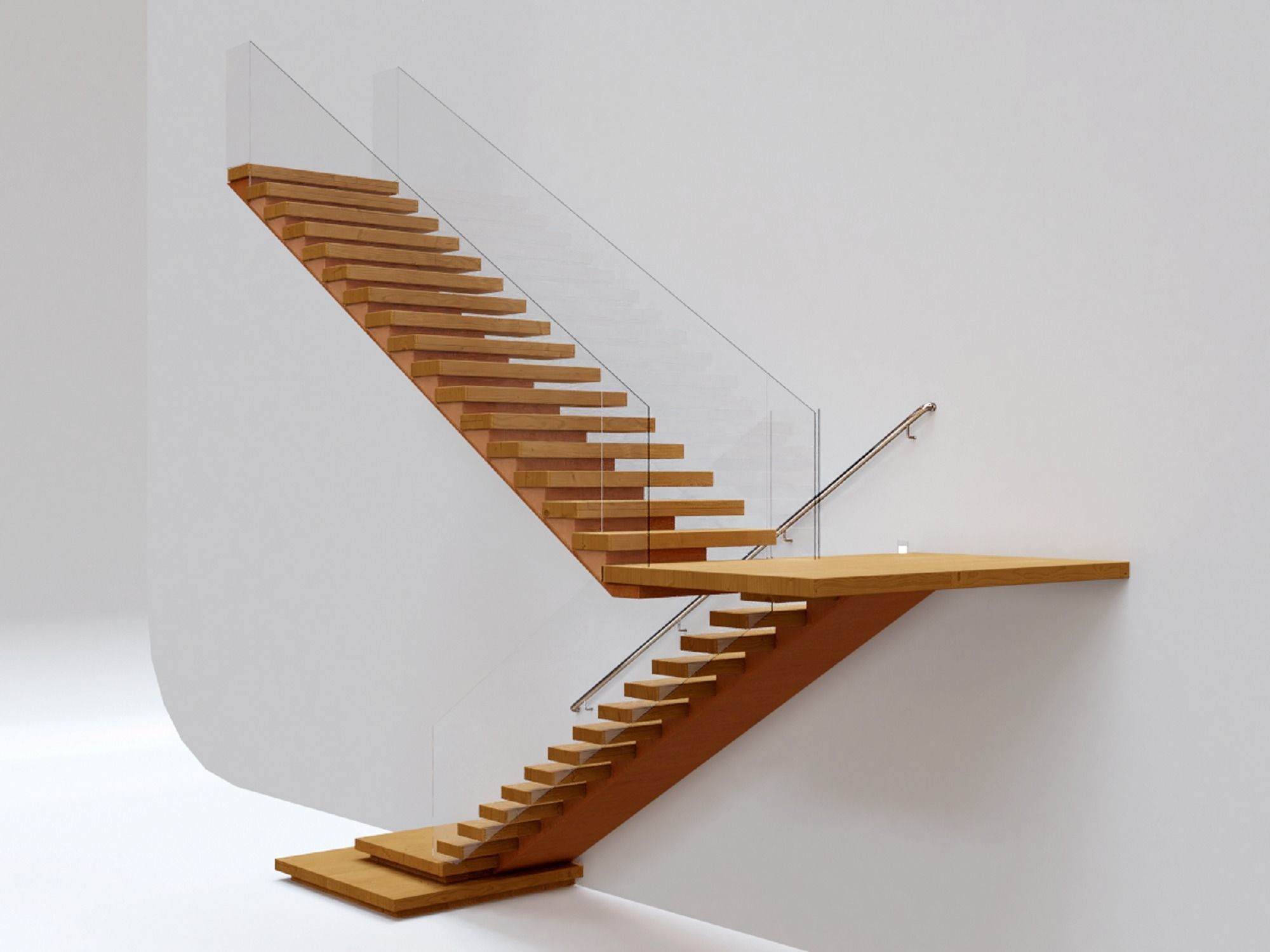 Stairs Set 03 - 2 floor Stairs with 3 diferent designs Low-poly 3D model_8