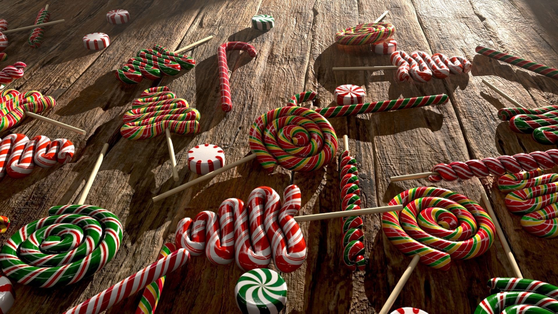 Candy canes and Christmas sweets Low-poly 3D model_28