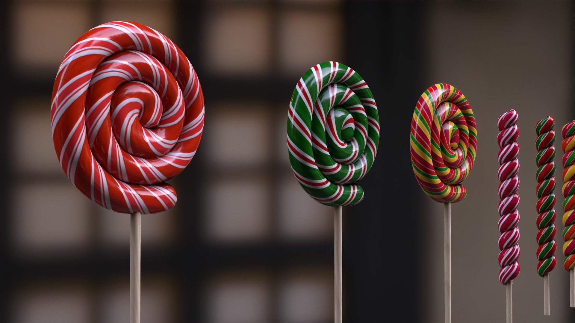 Candy canes and Christmas sweets Low-poly 3D model_11
