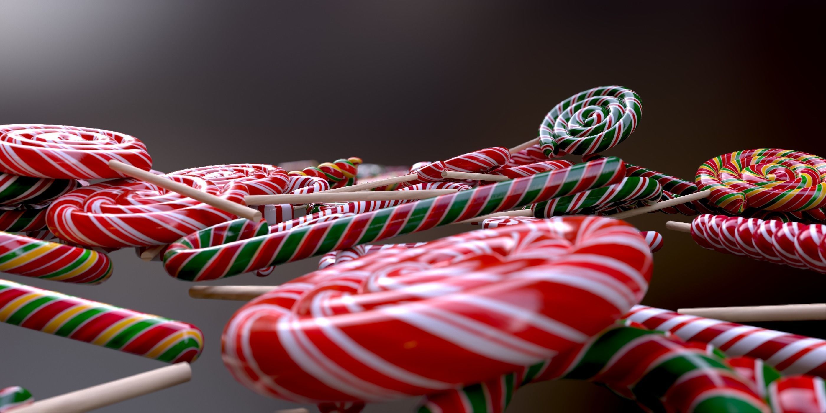 Candy canes and Christmas sweets Low-poly 3D model_26