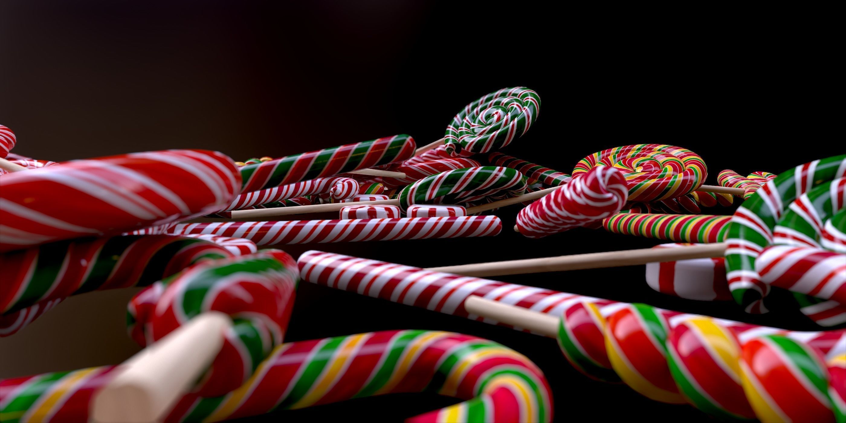 Candy canes and Christmas sweets Low-poly 3D model_23