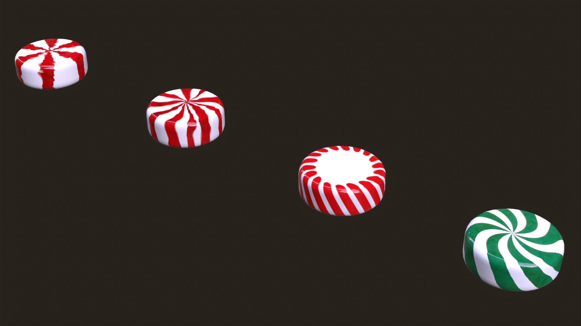 Candy canes and Christmas sweets Low-poly 3D model_17
