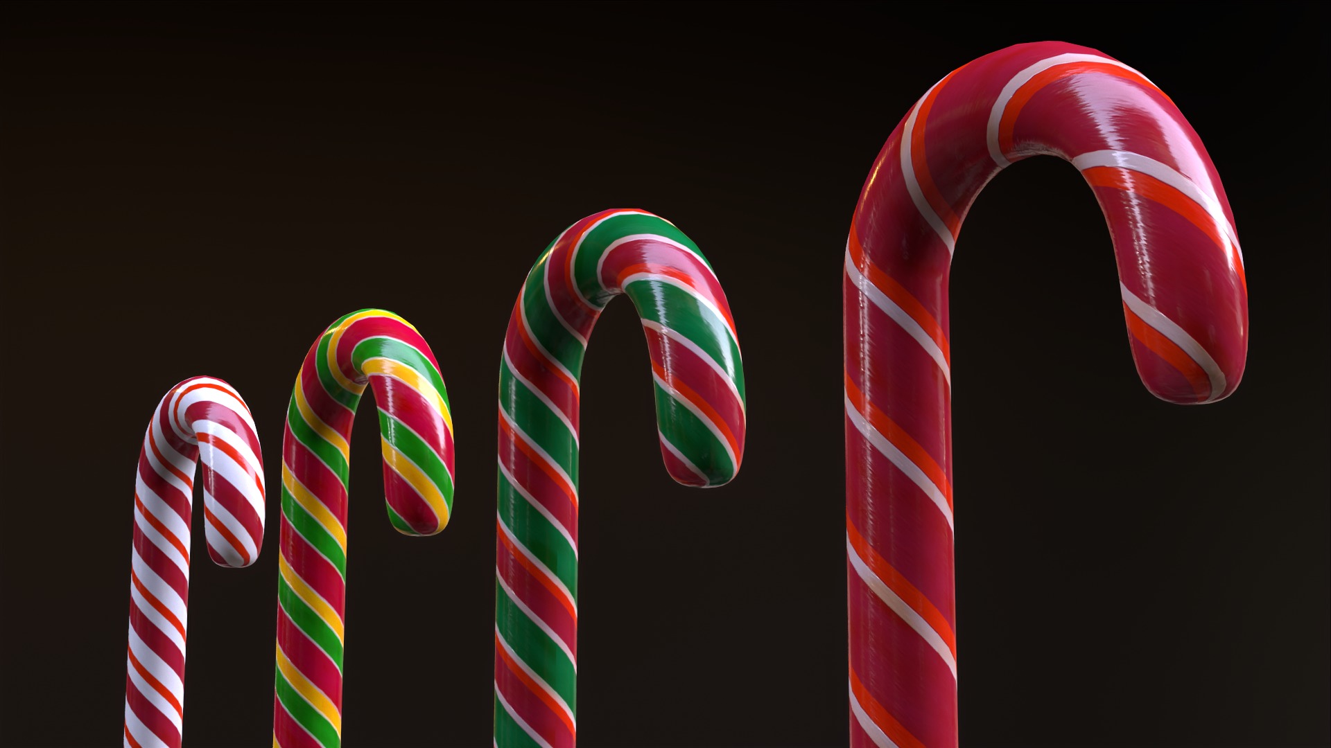 Candy canes and Christmas sweets Low-poly 3D model_22