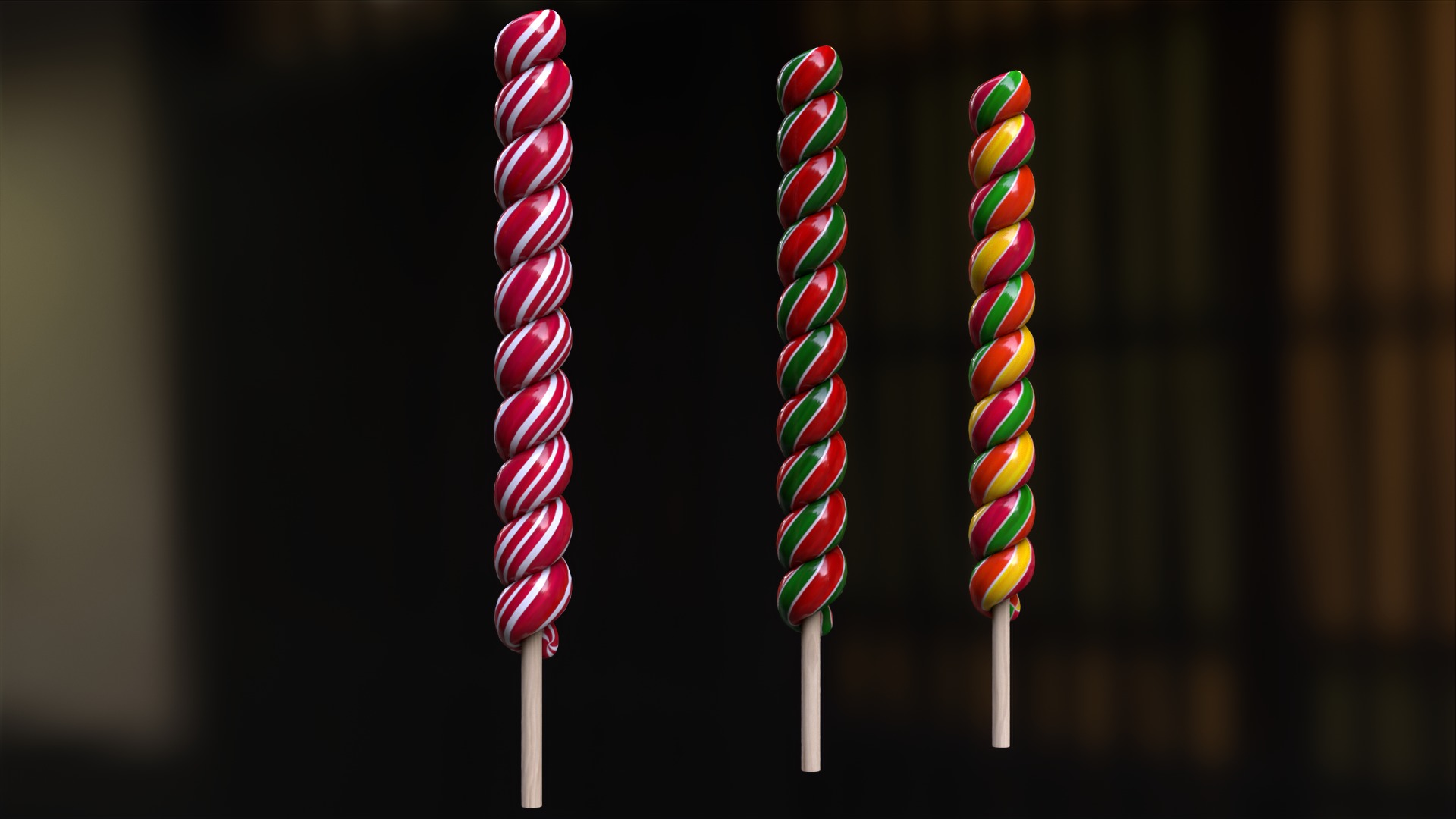 Candy canes and Christmas sweets Low-poly 3D model_10