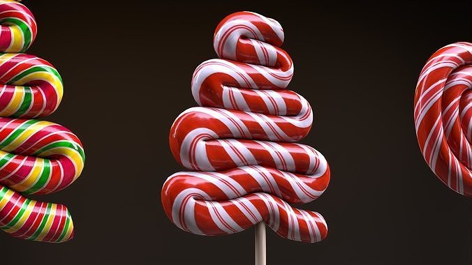 Candy canes and Christmas sweets Low-poly 3D model 2