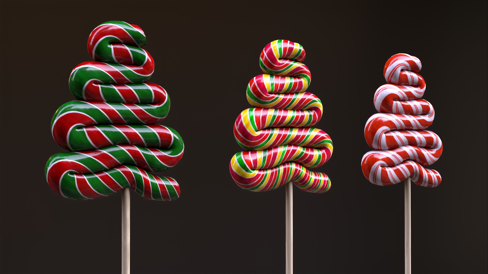 Candy canes and Christmas sweets Low-poly 3D model_20