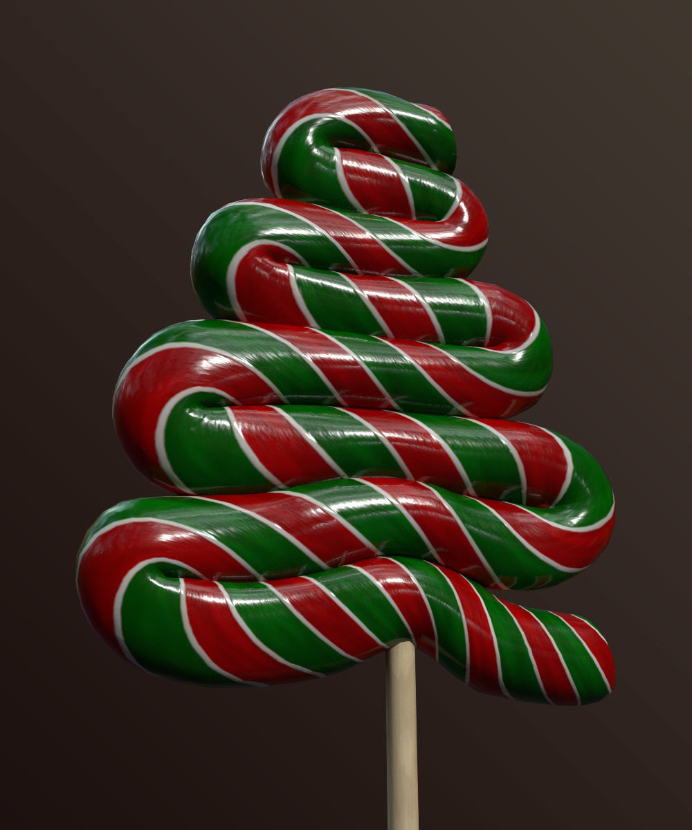 Candy canes and Christmas sweets Low-poly 3D model_4