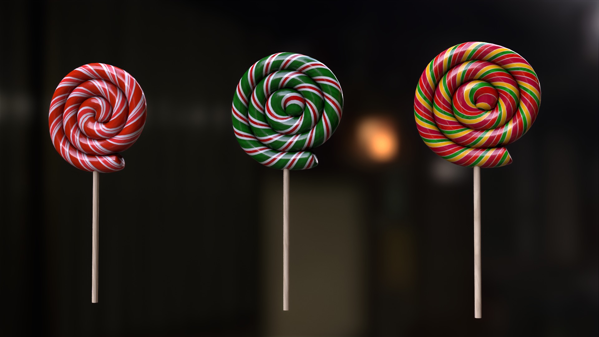 Candy canes and Christmas sweets Low-poly 3D model_18