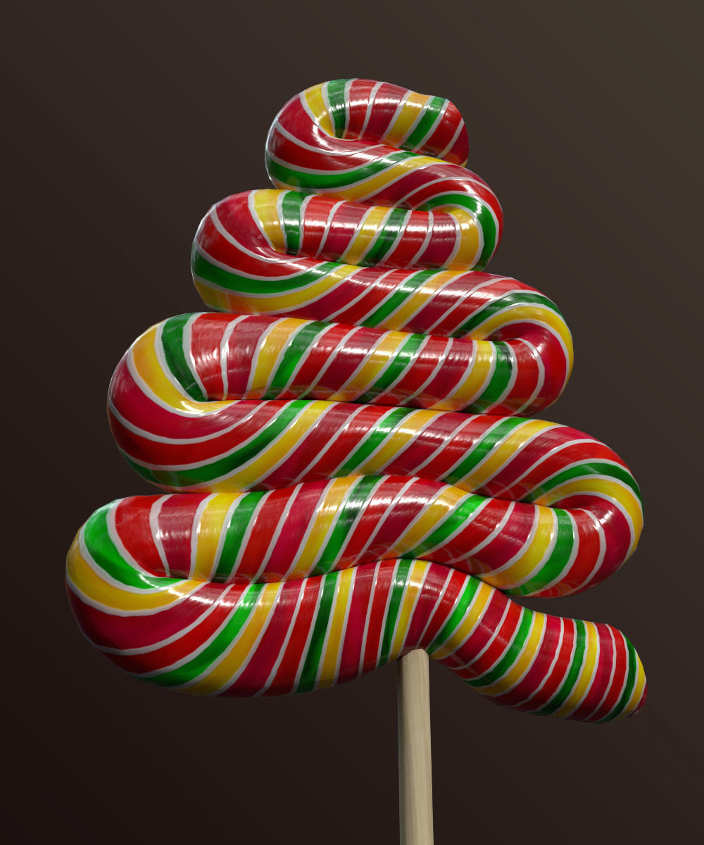 Candy canes and Christmas sweets Low-poly 3D model_7