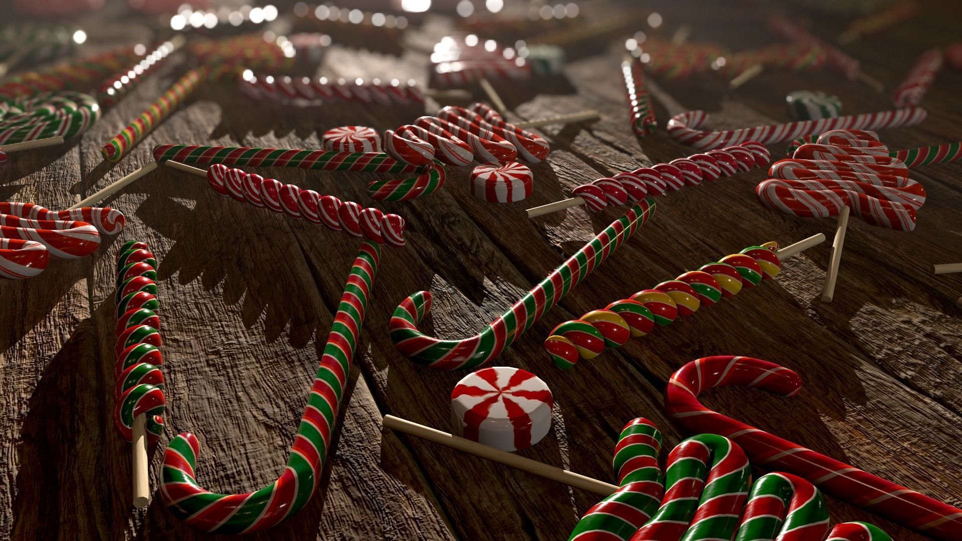 Candy canes and Christmas sweets Low-poly 3D model_29
