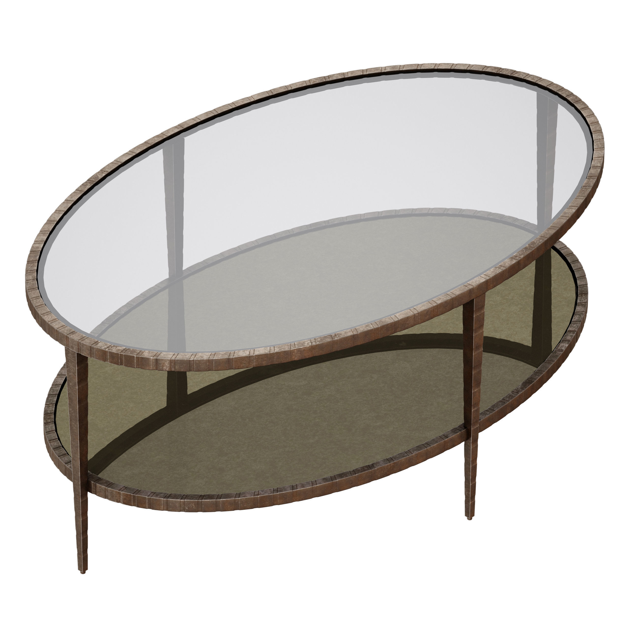 Clairemont Oval Coffee Table Crate and Barrel 3D model_1