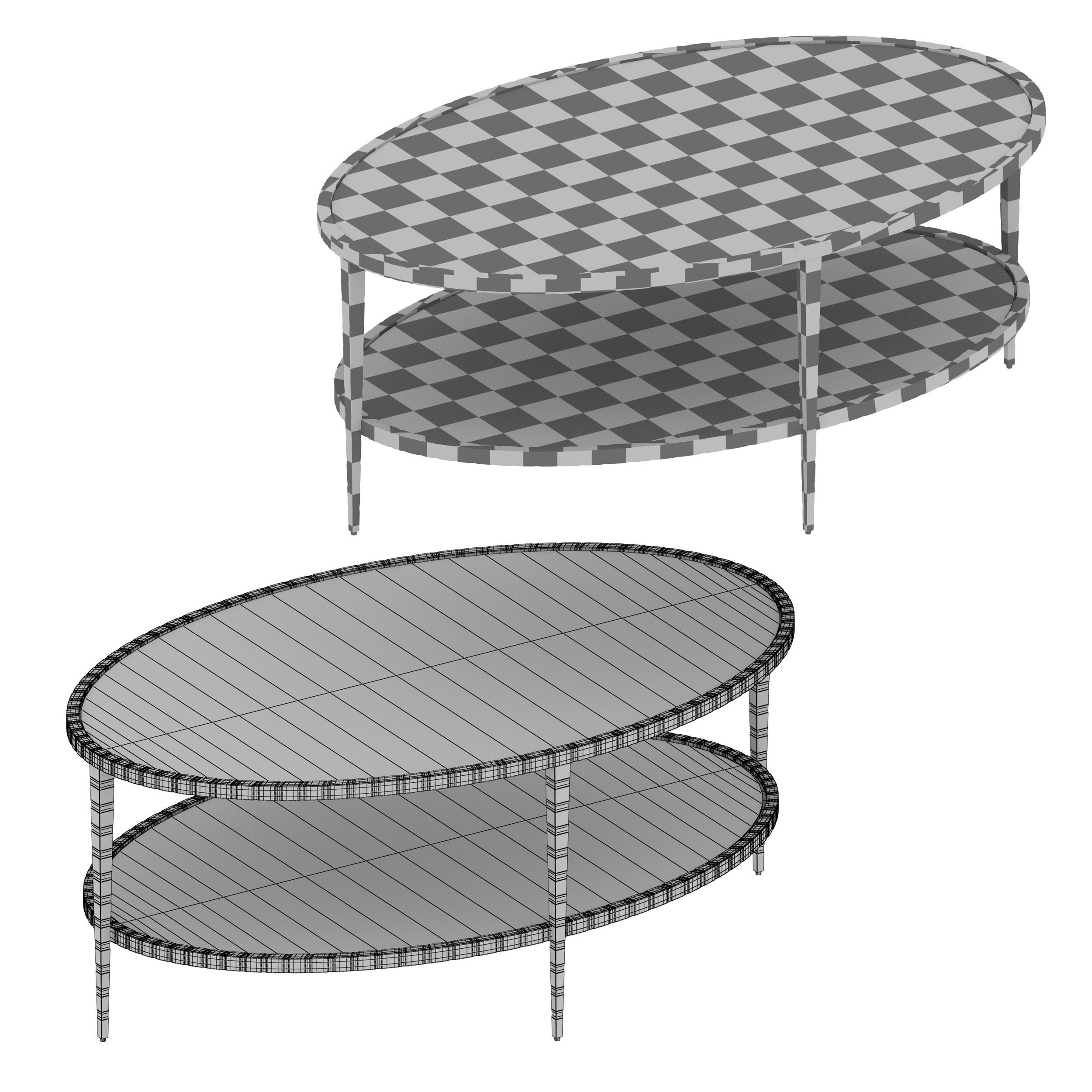Clairemont Oval Coffee Table Crate and Barrel 3D model_12