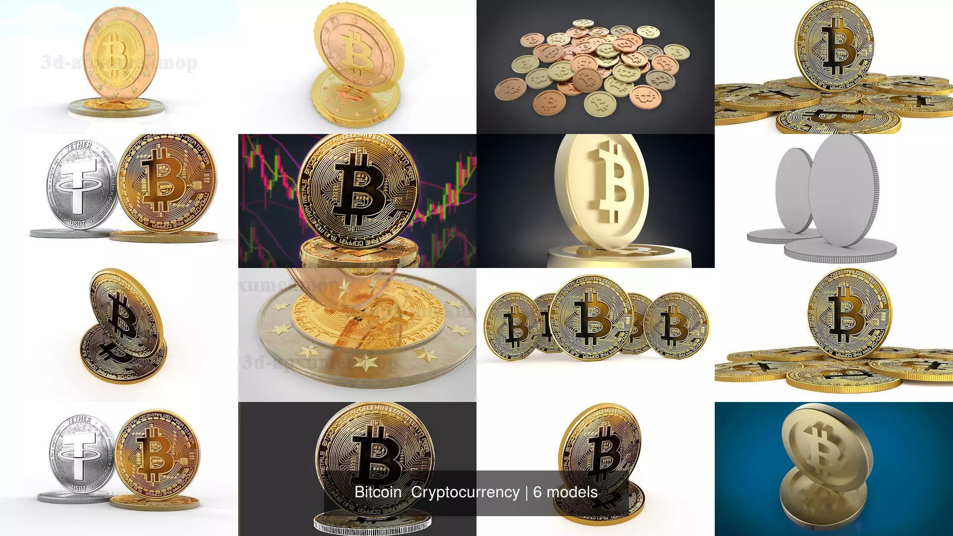 Bitcoin  Cryptocurrency 3D Model Collection_0
