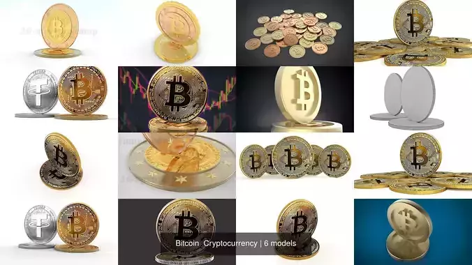 Bitcoin  Cryptocurrency 3D Model Collection