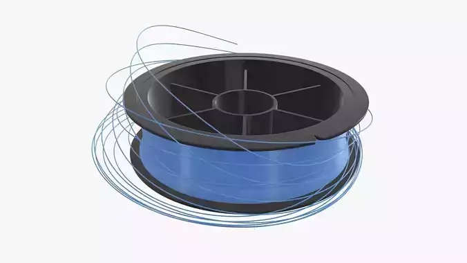 Fishing line with single spool 01 3D model