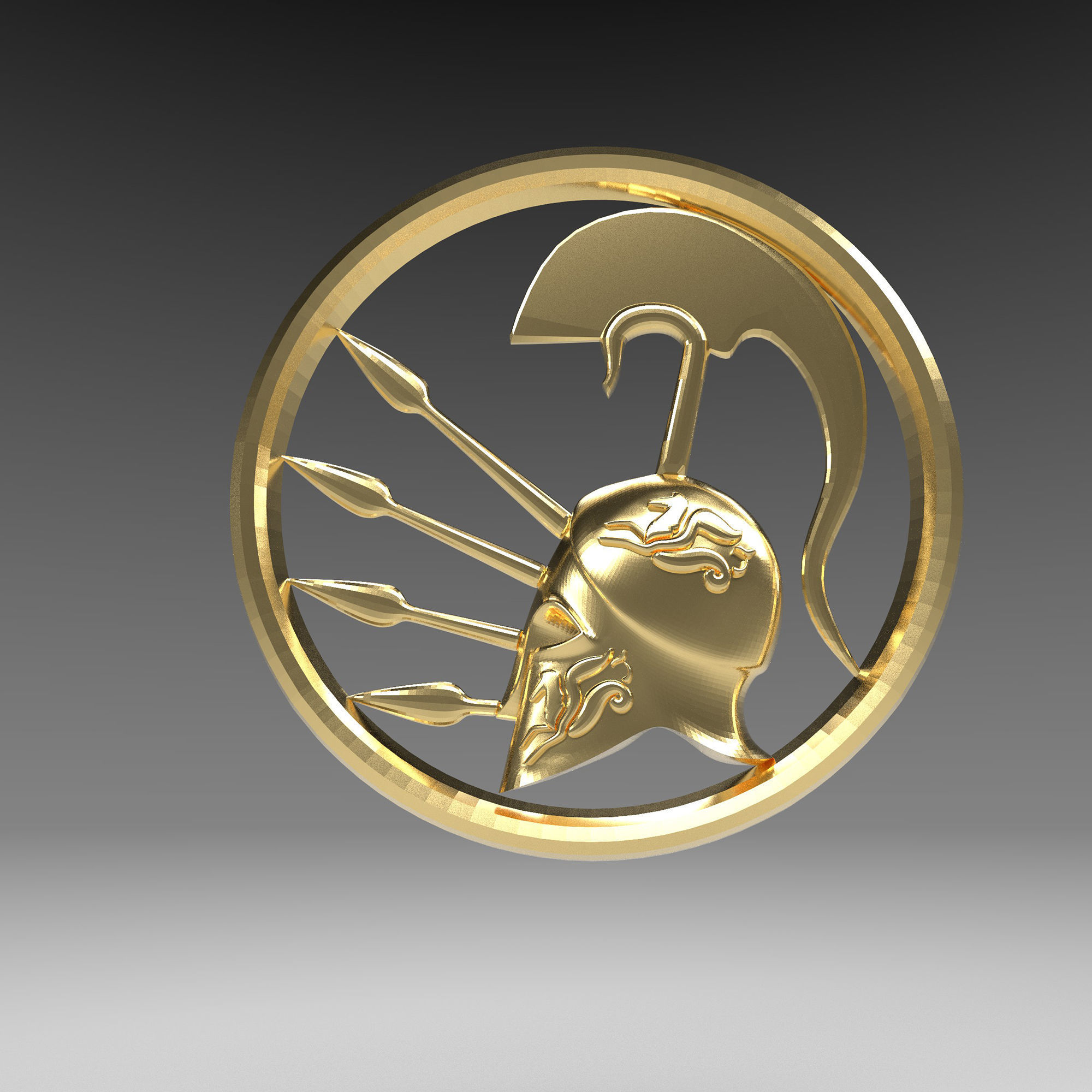 3D Pendant Spartan helmet easy 3D print model_10