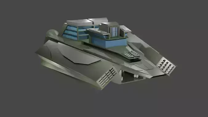 Destroyer futuristic military vehicle Free low-poly 3D model