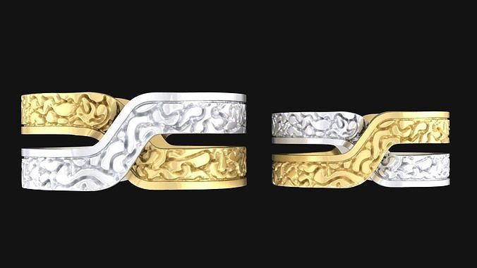 RING X two gold and silver rings 3D print model