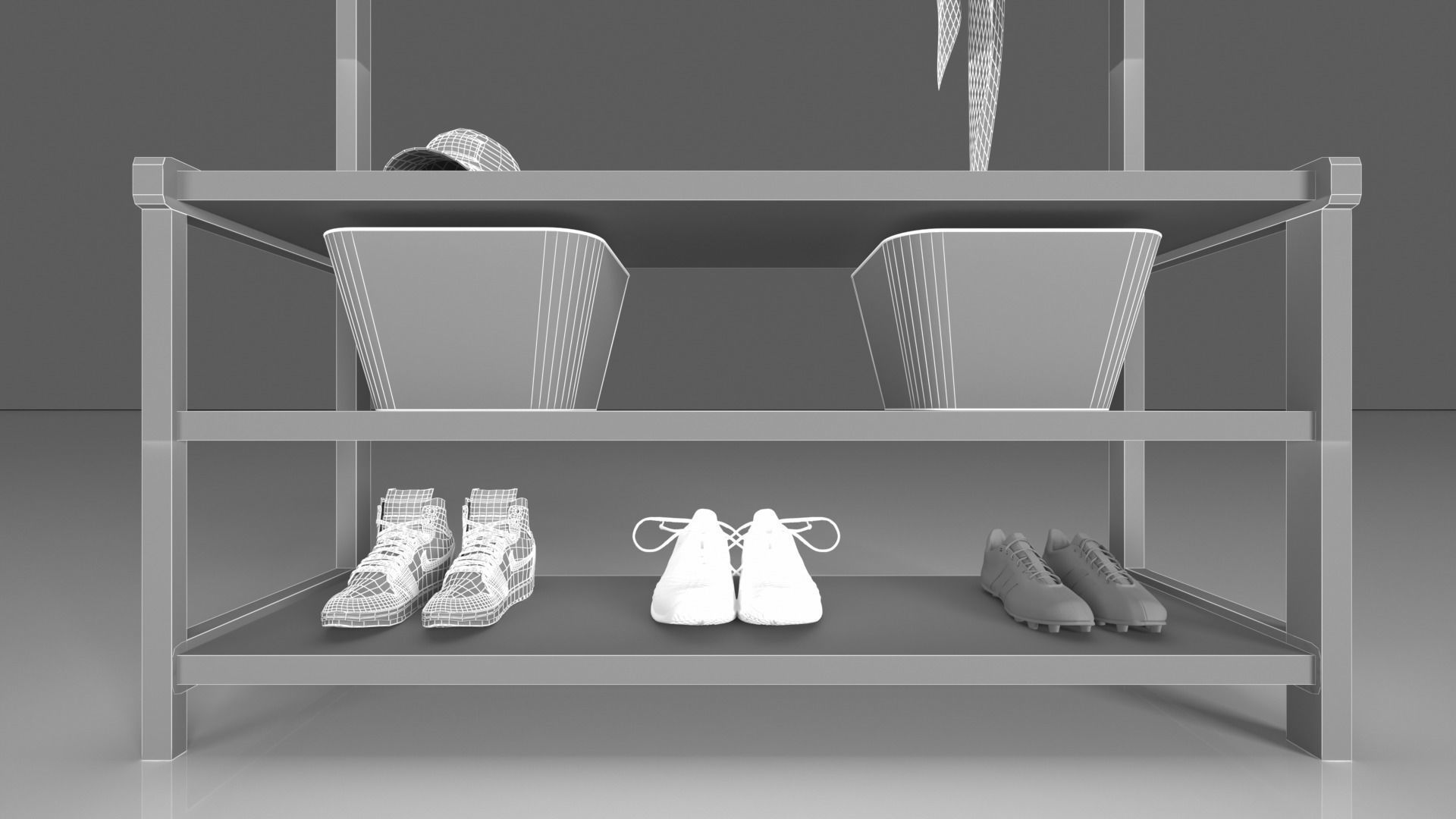 Shoe and clothes rack free 3D model | CGTrader