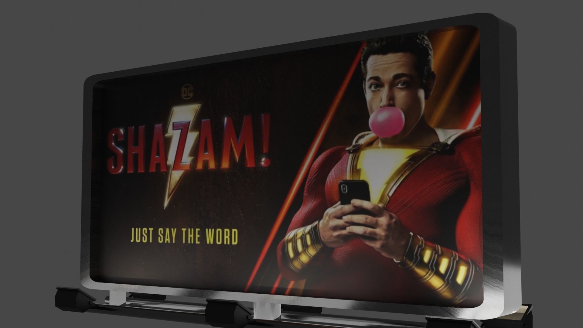 advertisement stand with poster Free 3D model_3