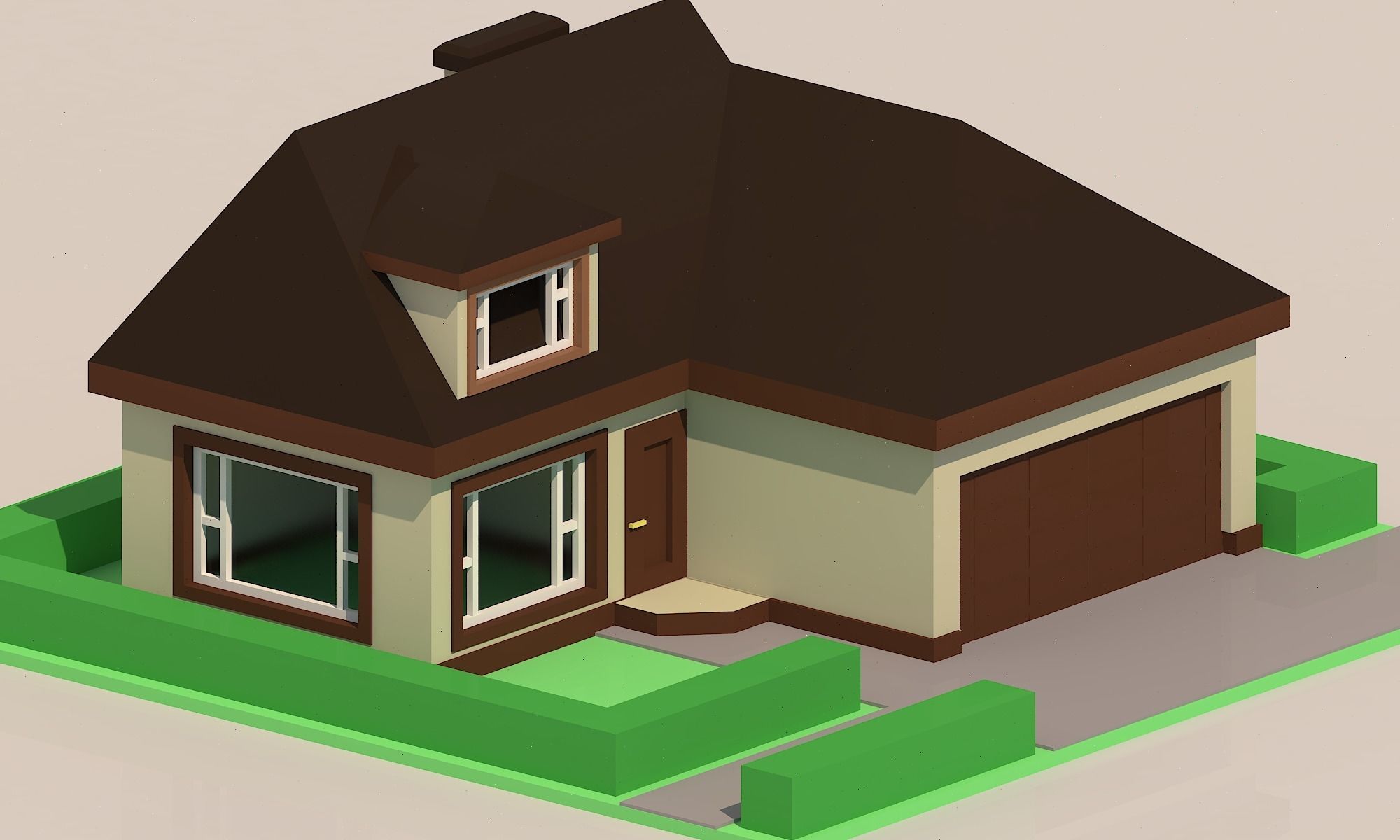 House Low-poly 3D model Low-poly 3D model in minecraft Low-poly 3D model_4
