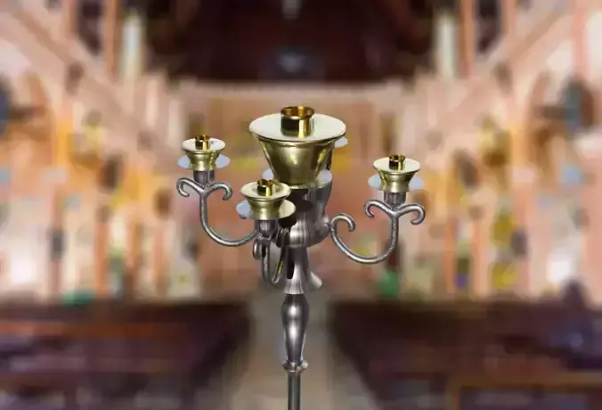 Church Candle Holder - Game Ready 3D Model