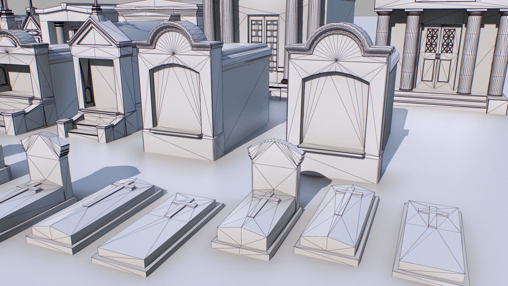 Mausoleums Tombs and Graves pack 4 Low-poly 3D model_18