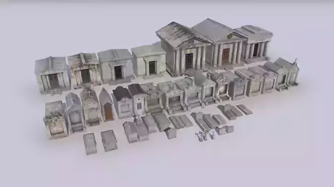 Mausoleums Tombs and Graves pack  4 Low-poly 3D model