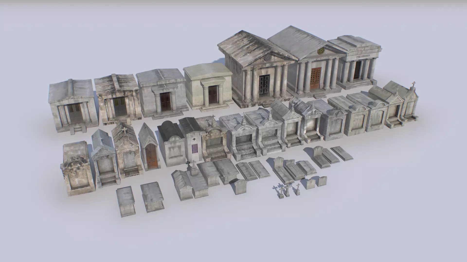 Mausoleums Tombs and Graves pack 4 Low-poly 3D model_0