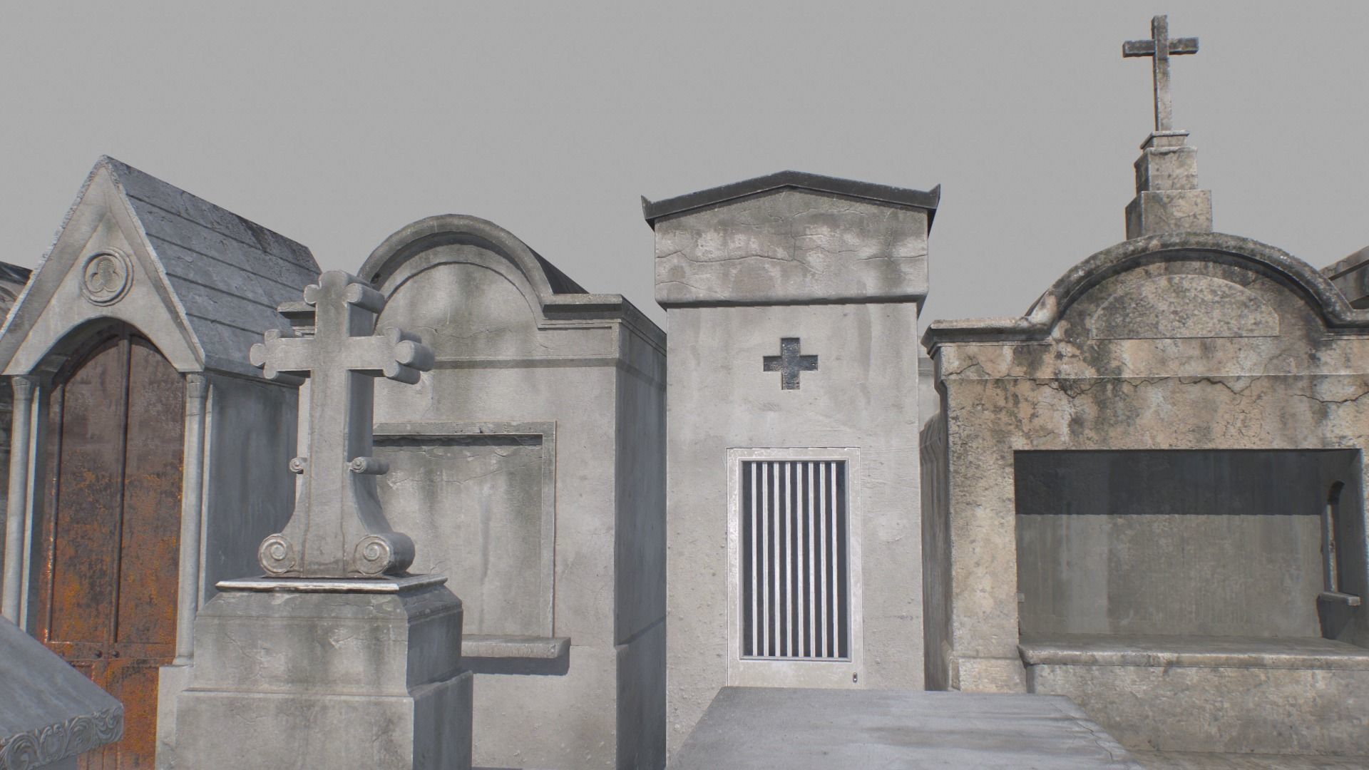Mausoleums Tombs and Graves pack 4 Low-poly 3D model_14