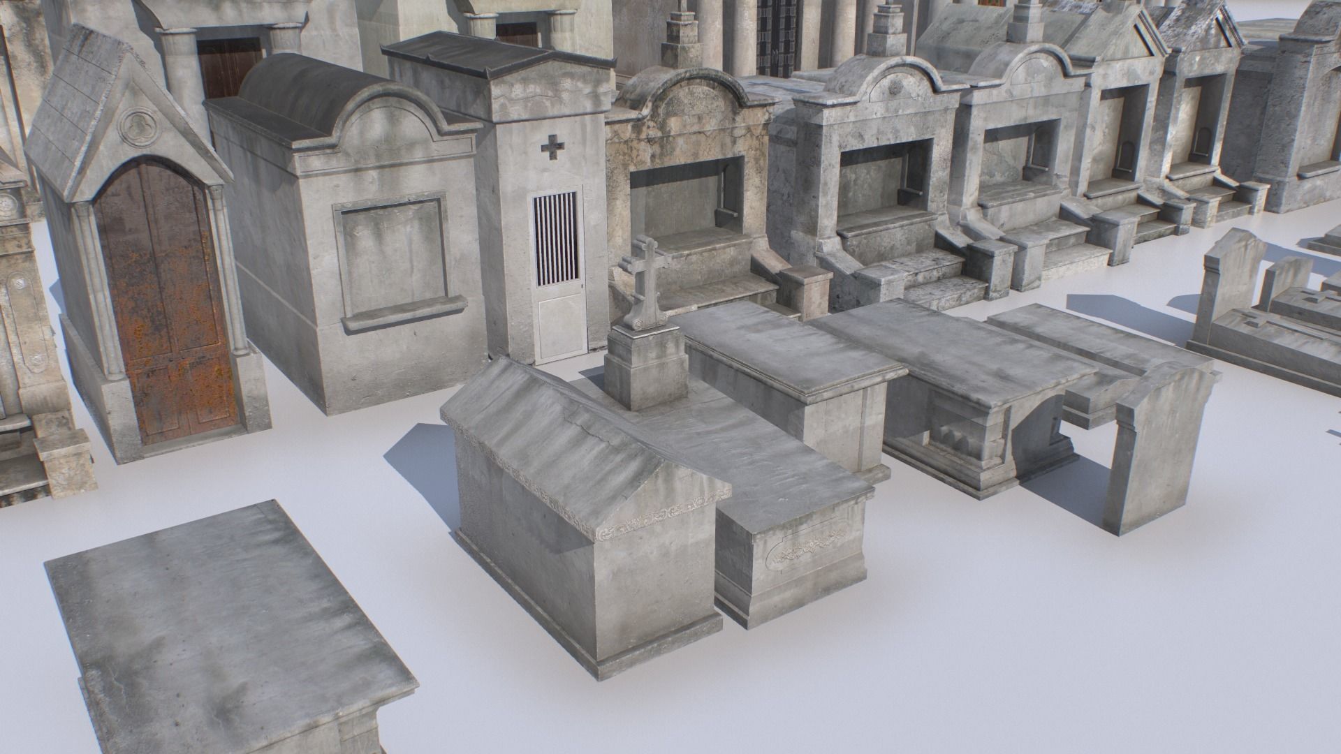 Mausoleums Tombs and Graves pack 4 Low-poly 3D model_2