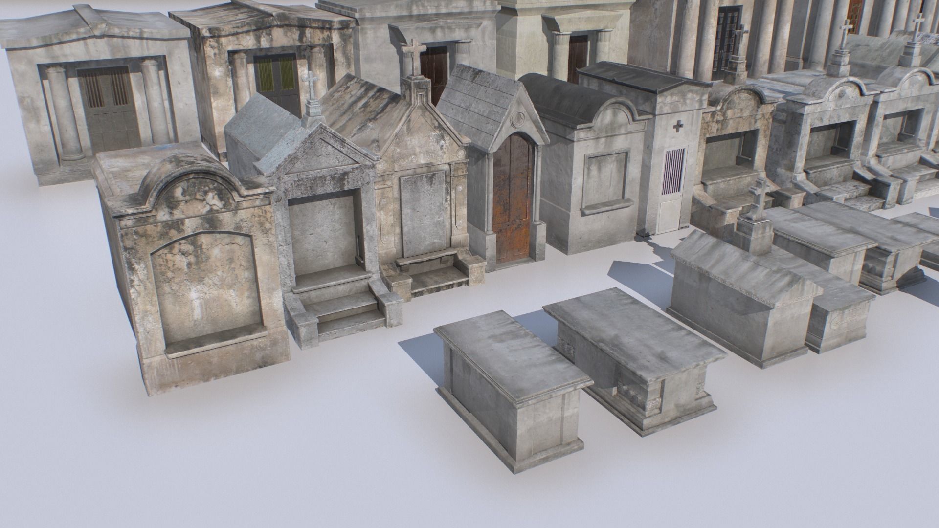 Mausoleums Tombs and Graves pack 4 Low-poly 3D model_1