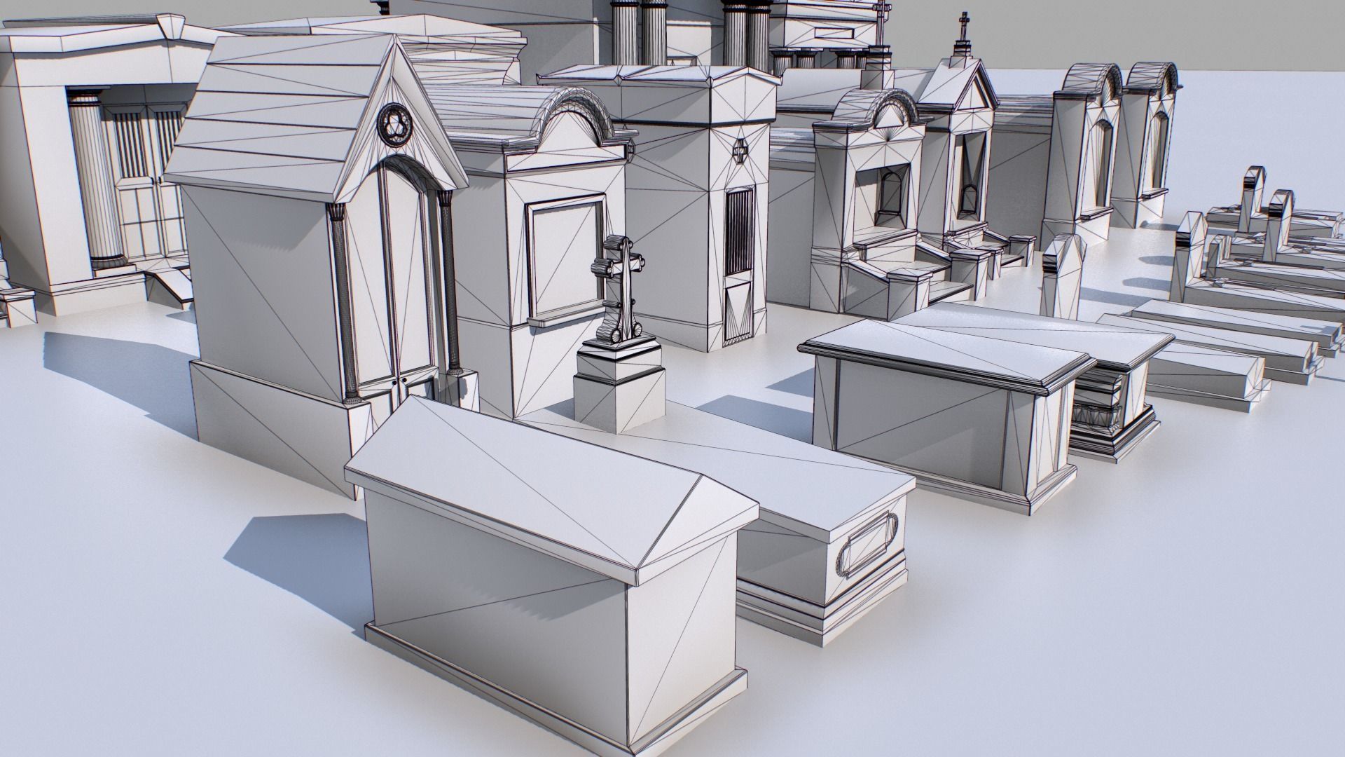 Mausoleums Tombs and Graves pack 4 Low-poly 3D model_19