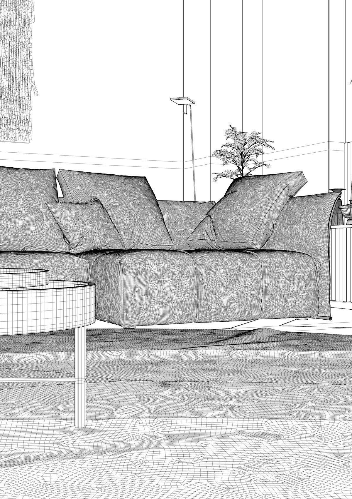 Pixels and Flowers living room interior scene 3D model_18