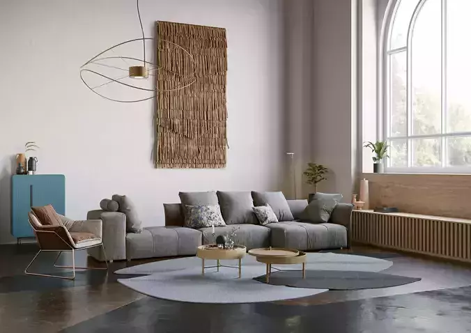 Pixels and Flowers living room interior scene 3D model