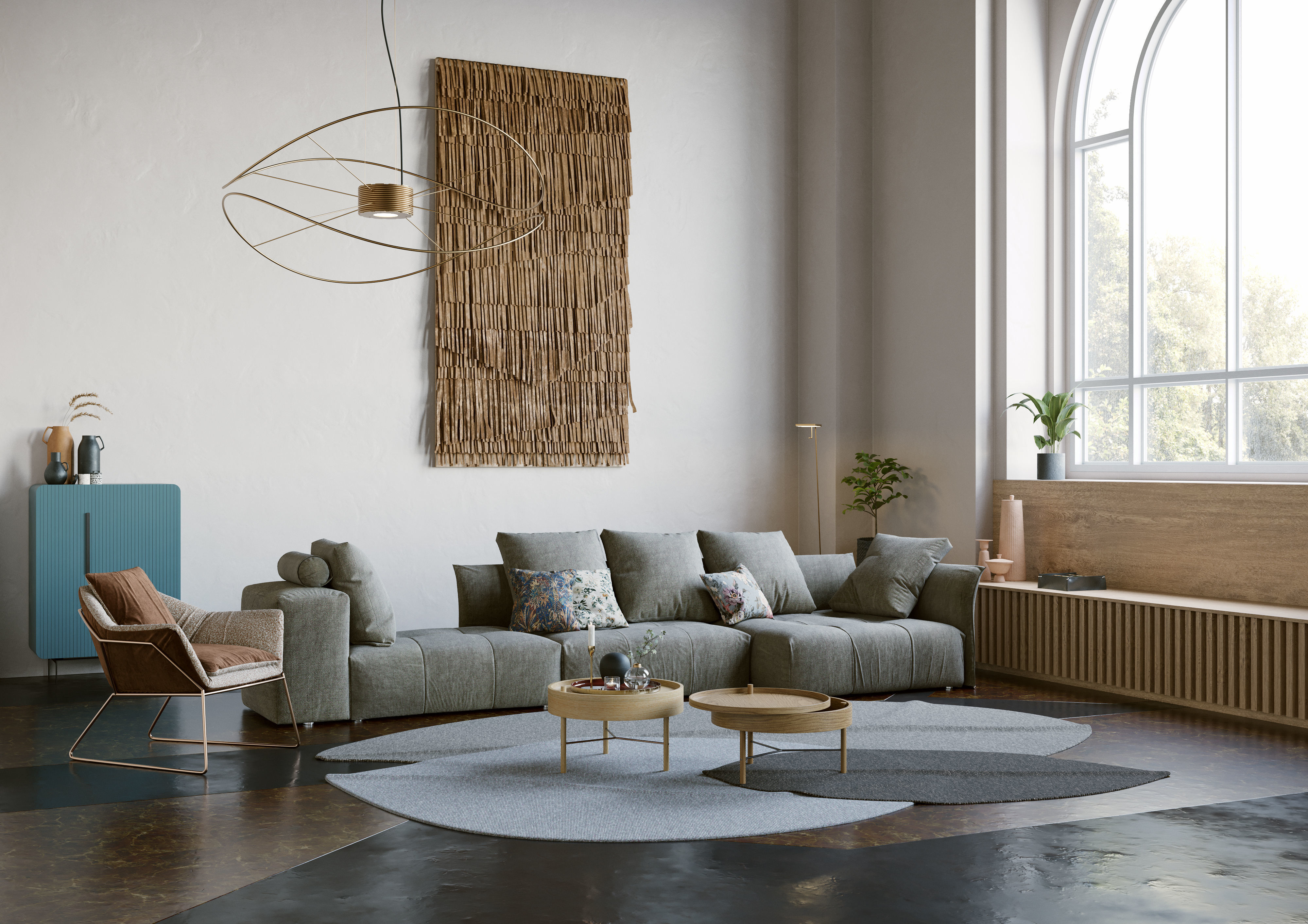 Pixels and Flowers living room interior scene 3D model_0