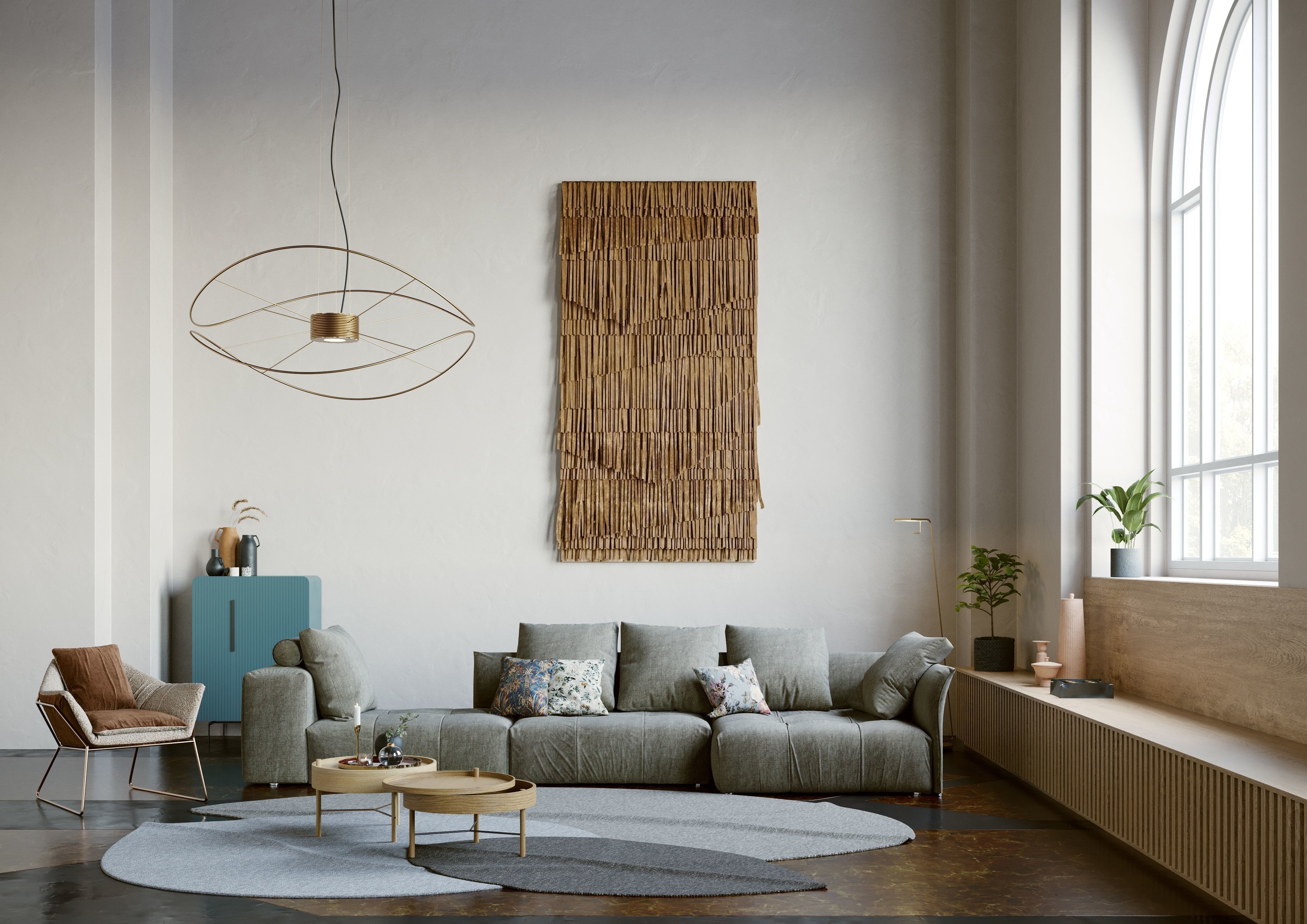 Pixels and Flowers living room interior scene 3D model_1