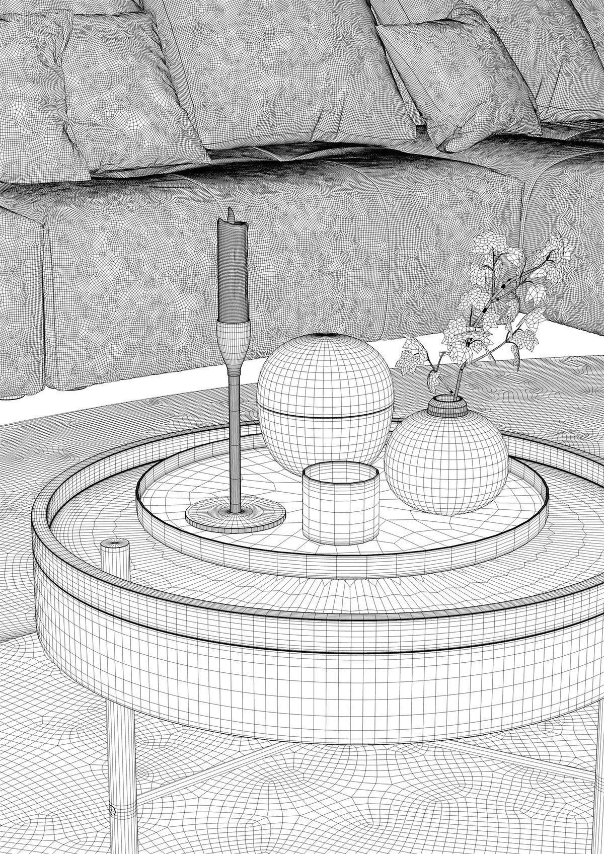 Pixels and Flowers living room interior scene 3D model_22