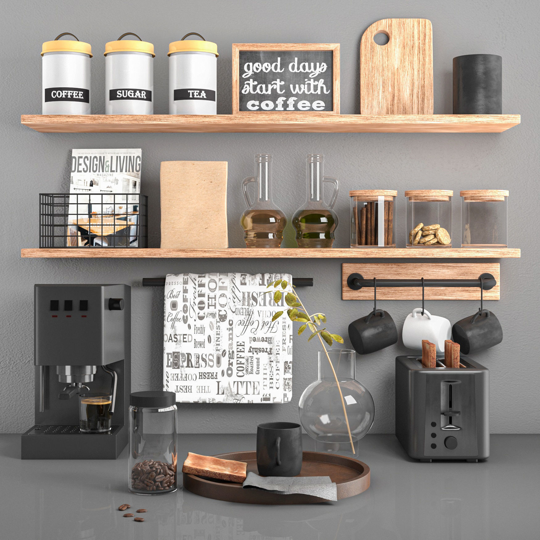 kitchen decor set 3D model_2