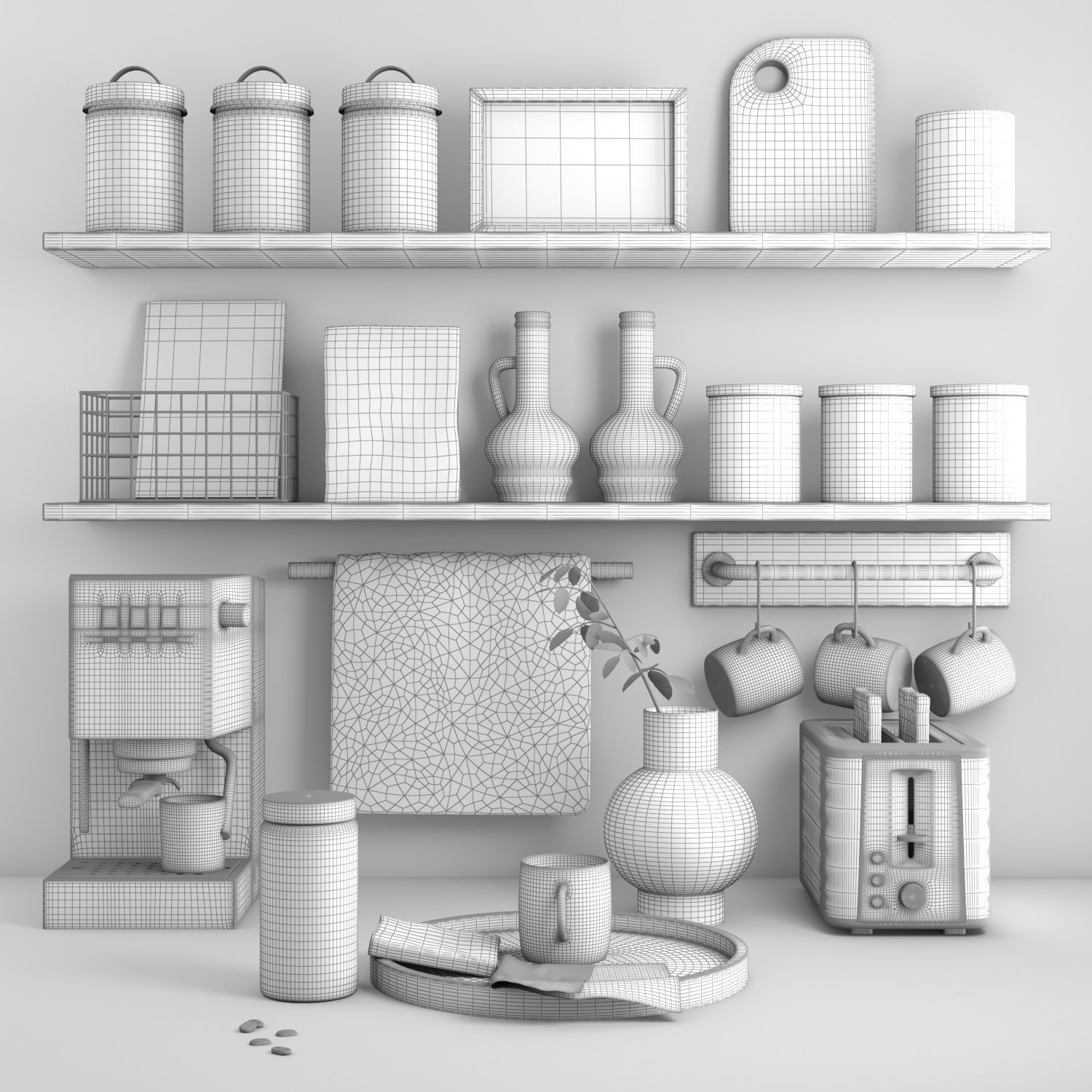 kitchen decor set 3D model_4