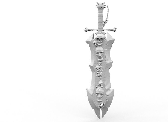 Chaoseater sword with skulls Free 3D model