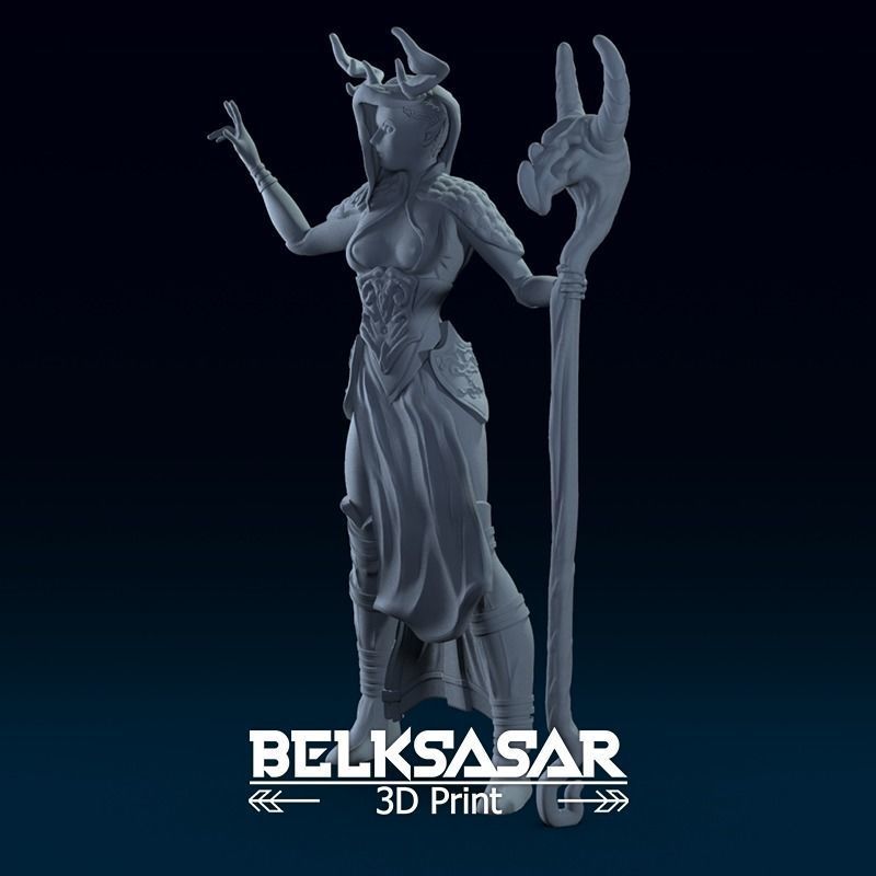 Fantasy Female Druid Topless in dinamic pose 3D print model_2